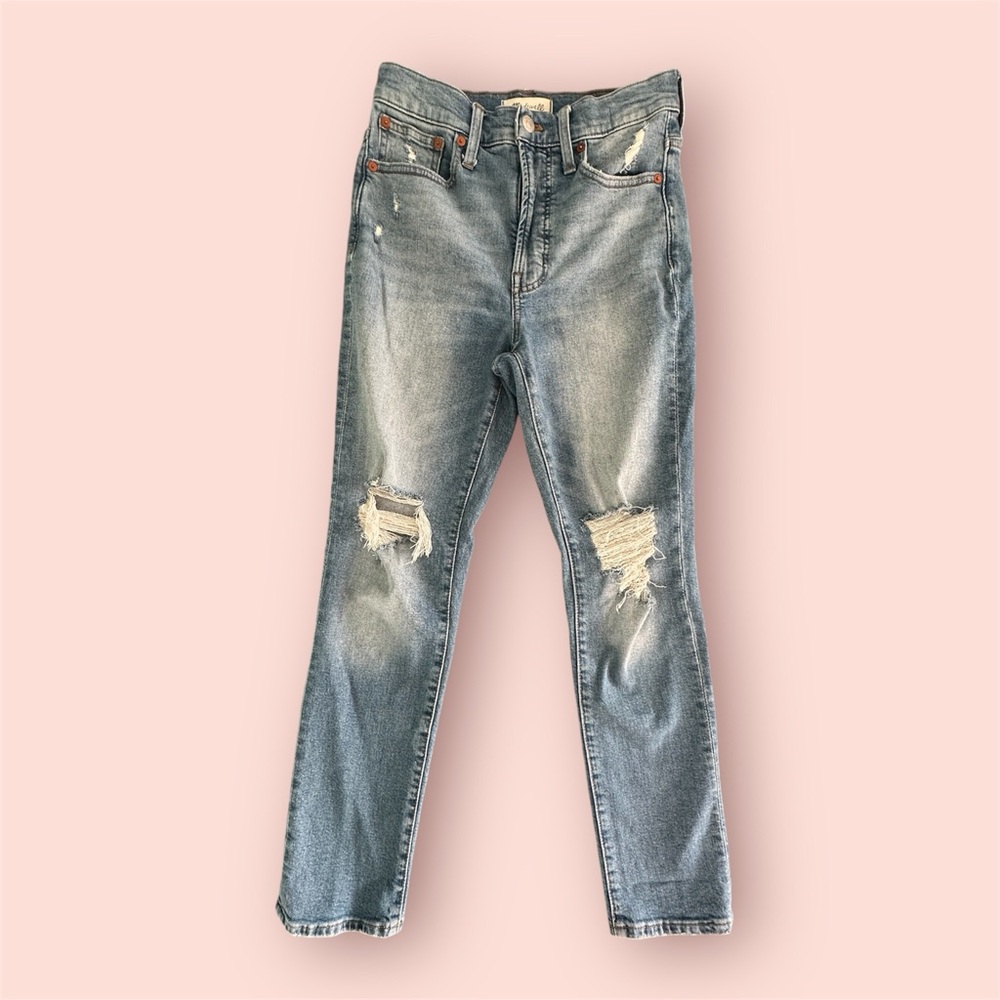 Madewell Jeans Women Sz 25 Perfect Vintage  Distressed High Rise Tapered Denim